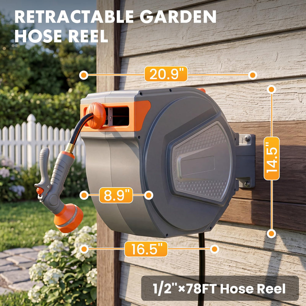 NEWBULIG extended hose across lawn showing full 78 ft reach