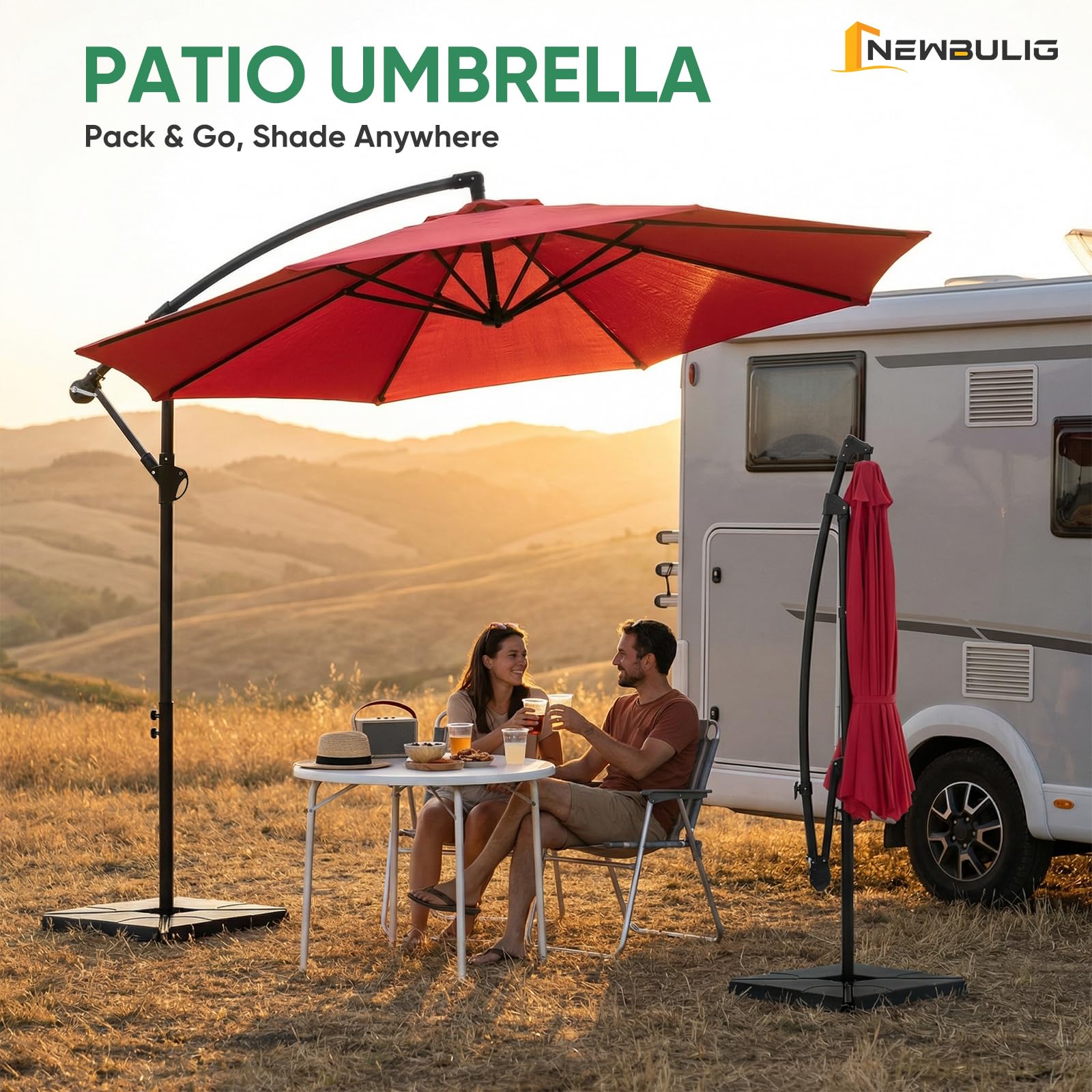 NEWBULIG umbrella stored indoors protecting canopy during bad weather