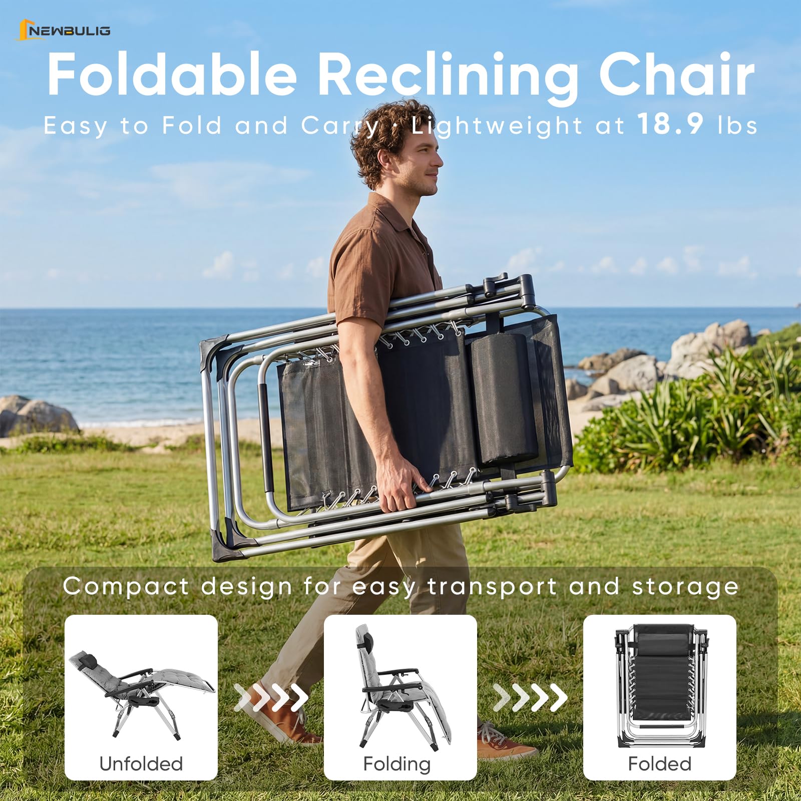 NEWBULIG chair in use poolside illustrating relaxed outdoor lounging