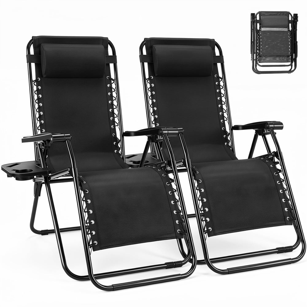 NEWBULIG front view showing reclining position and tray for comfortable lounging