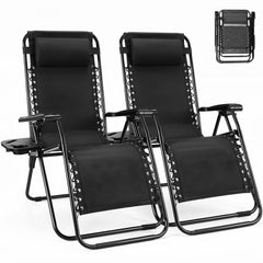 NEWBULIG front view showing reclining position and tray for comfortable lounging