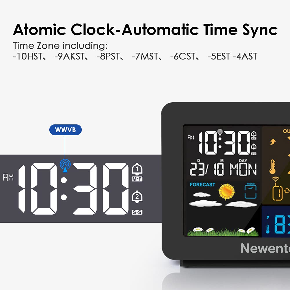 Newentor close-up of buttons and LCD display, simple controls for alarms