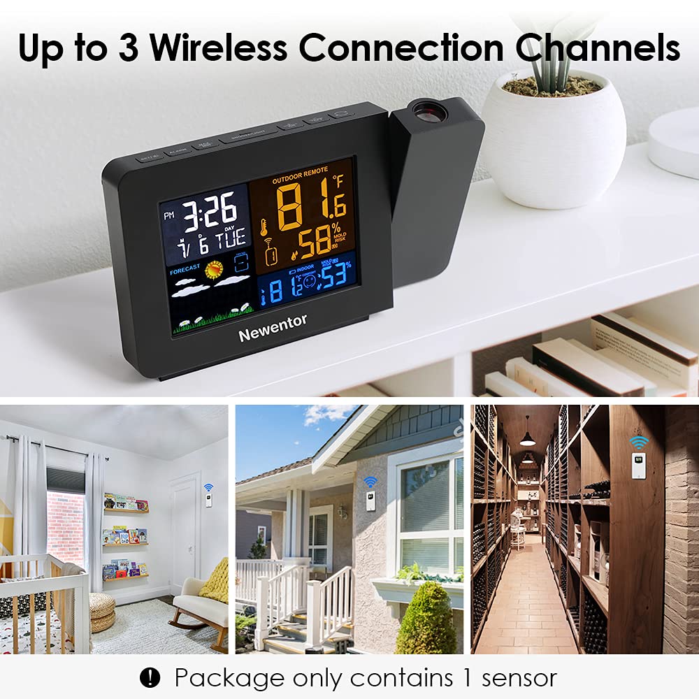 Newentor wireless sensor next to outdoor unit, extends home temperature monitoring