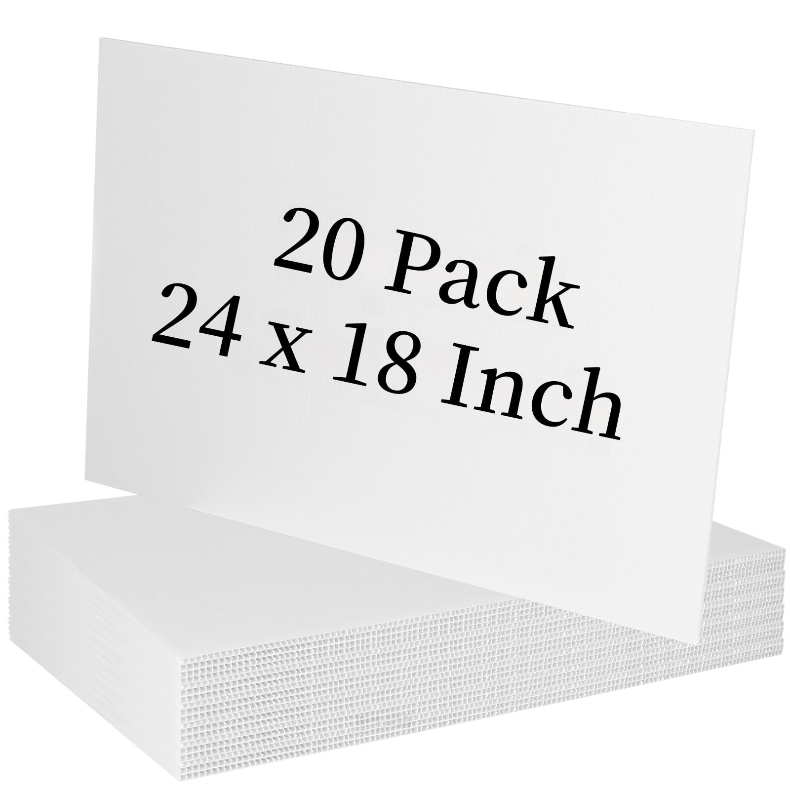 Newflager front view of stacked white yard signs showing quantity and benefit durability