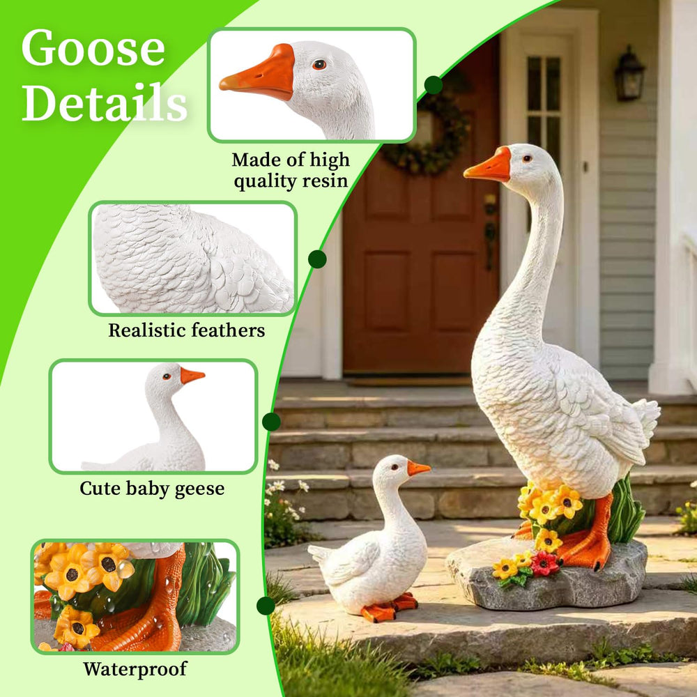 Newinhome geese placed near pond to accent outdoor water feature