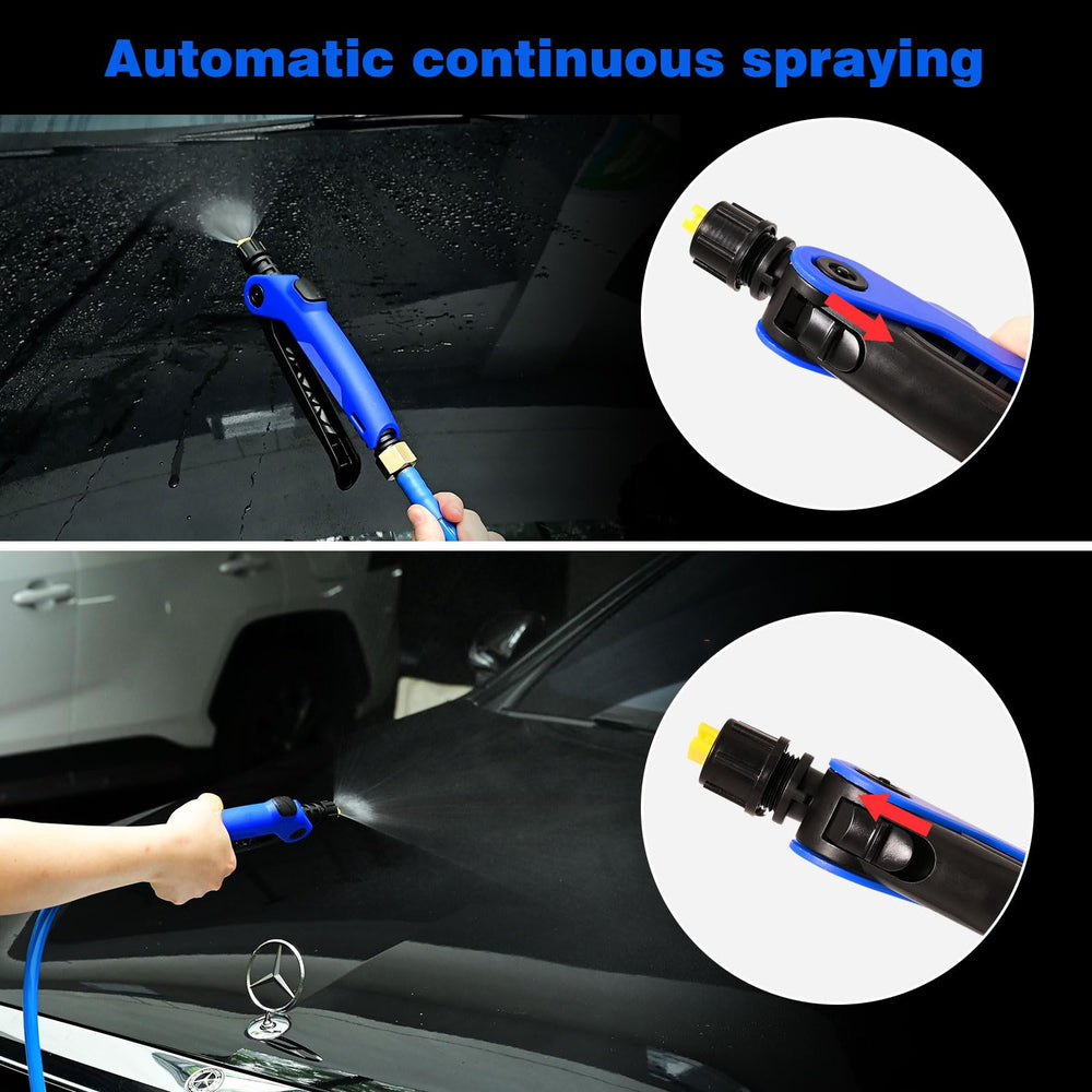 NEWISHTOOL red tip demonstrating stream-to-mist control for precision