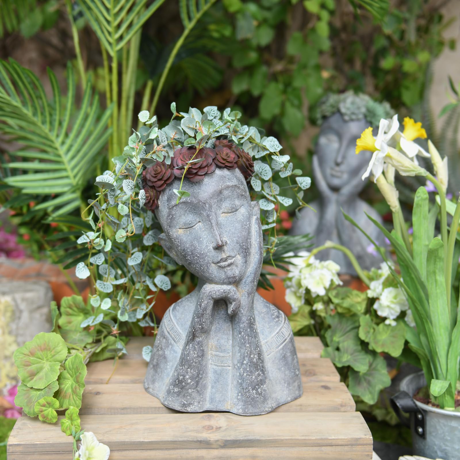 Newman House Studio close-up of burgundy floral crown adding color