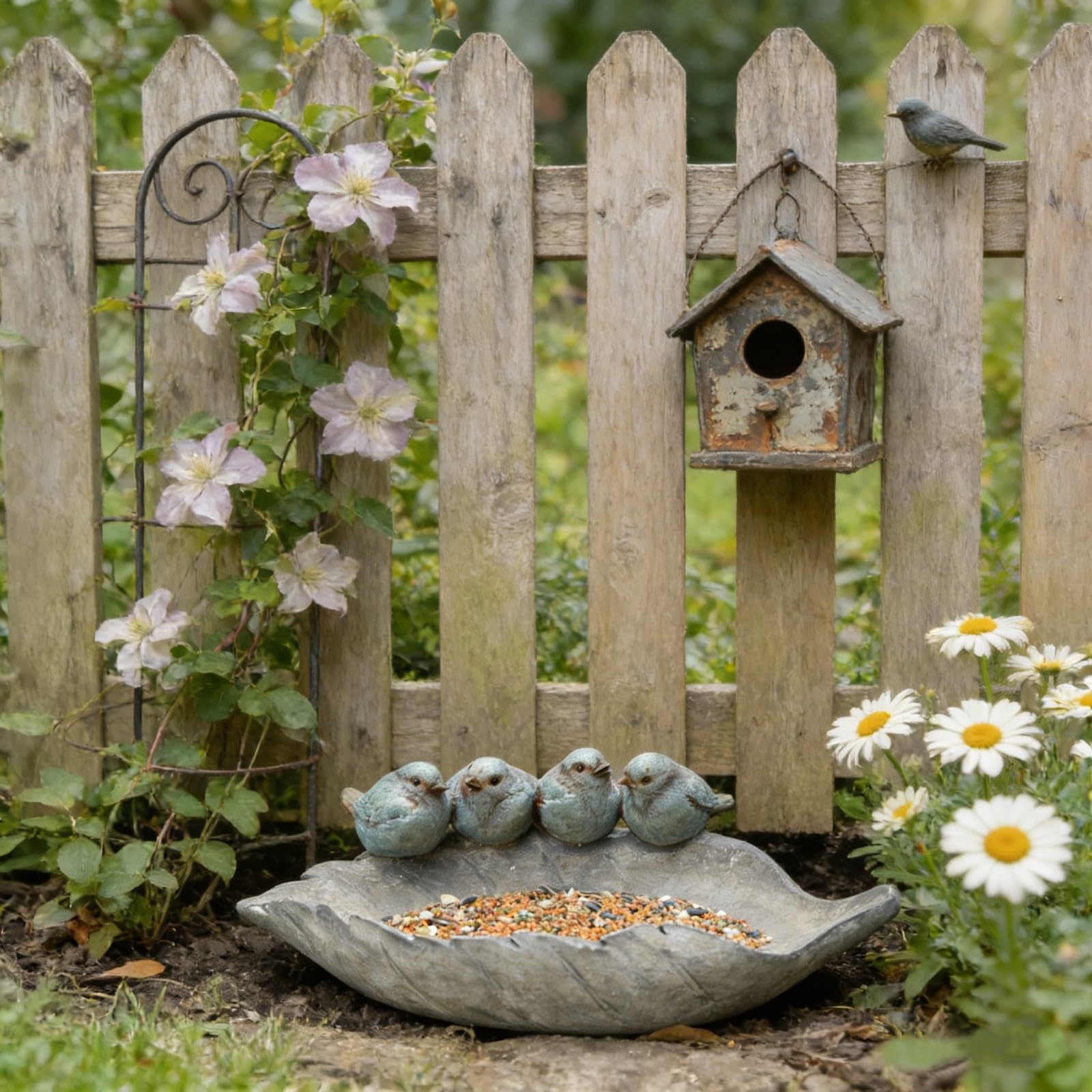 Newman House Studio close-up of handpainted antique finish, hides outdoor wear