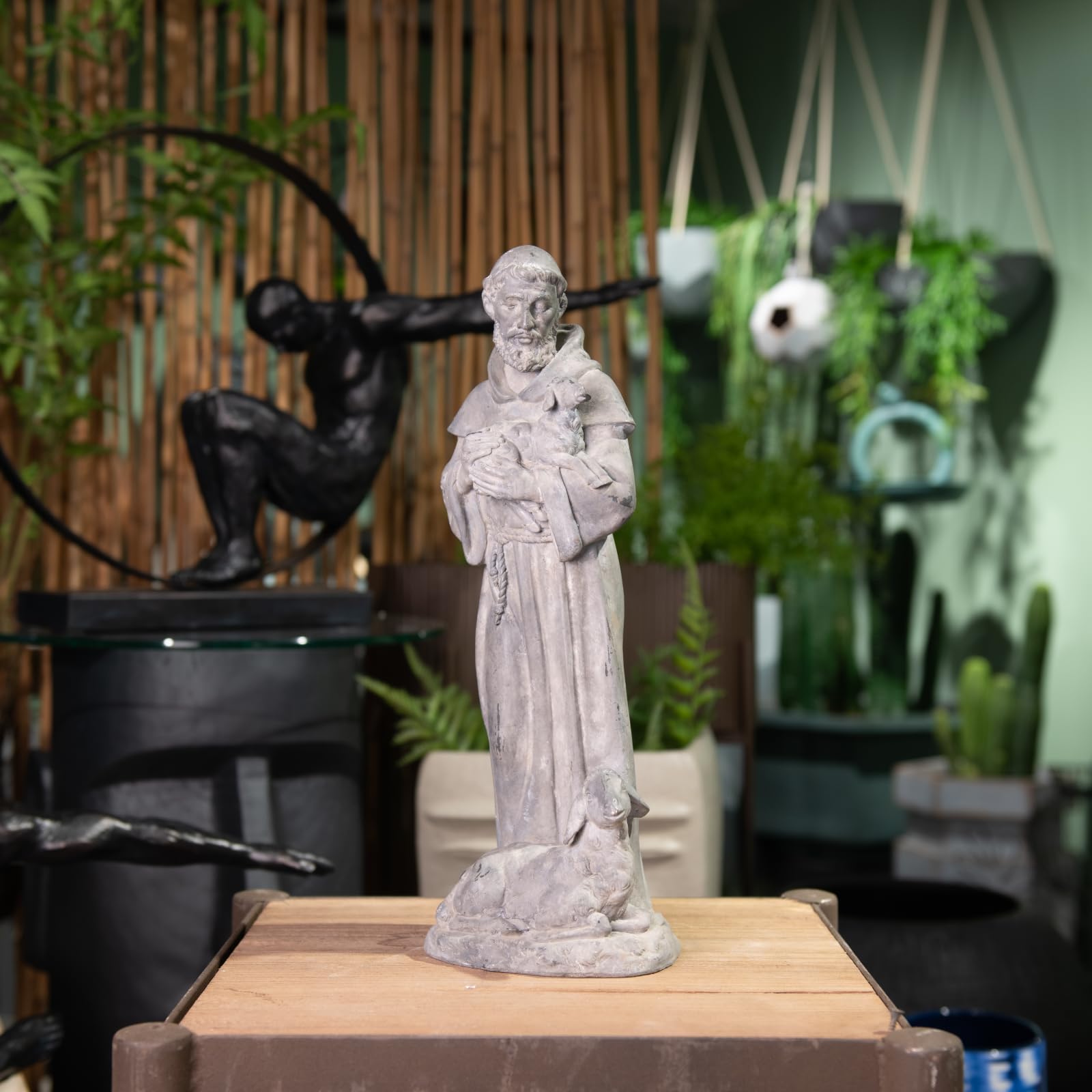 Newman House Studio statue in garden demonstrating natural decorative fit