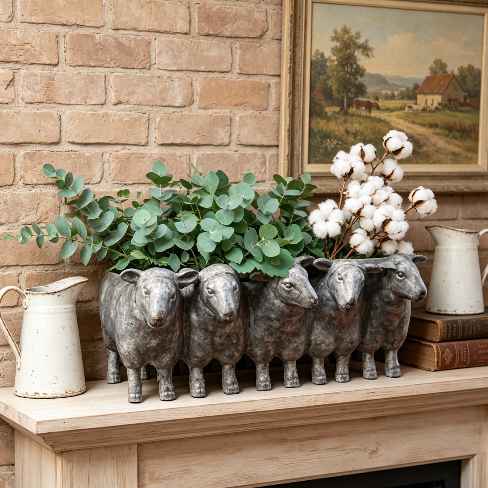 Newman House Studio sheep planter held in hand showing lightweight size and easy placement benefit