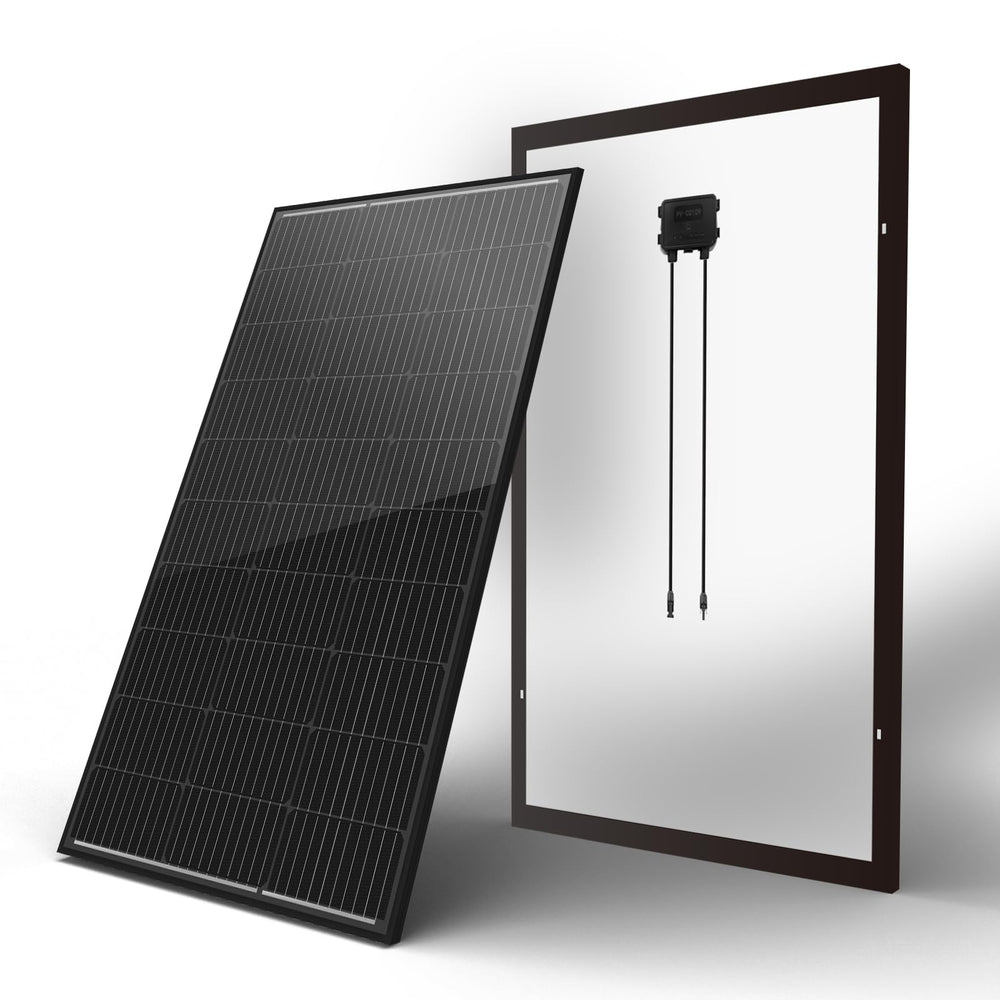 Newpowa front view of 100W panel showing cells and frame, reliable power