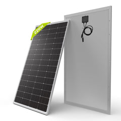 Newpowa front view of 220W panel showing product and branding benefits