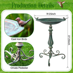 Newtay birdbath closeup of cast iron birds on rim highlighting decorative detail