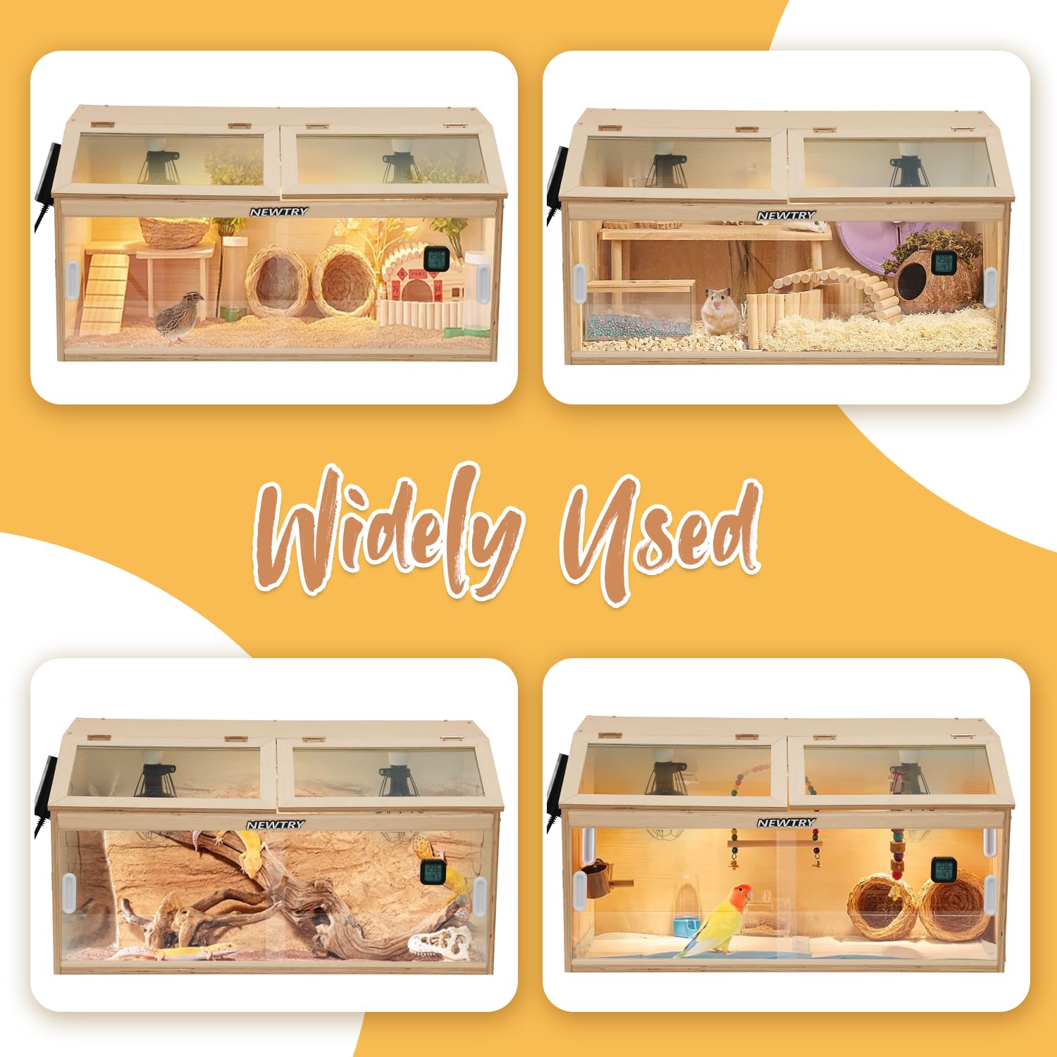NEWTRY brooder with chicks inside in a home setting showing safe cozy environment