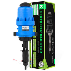NEWTRY injector front view showing durable housing and 3/4" NPT benefit precise installs