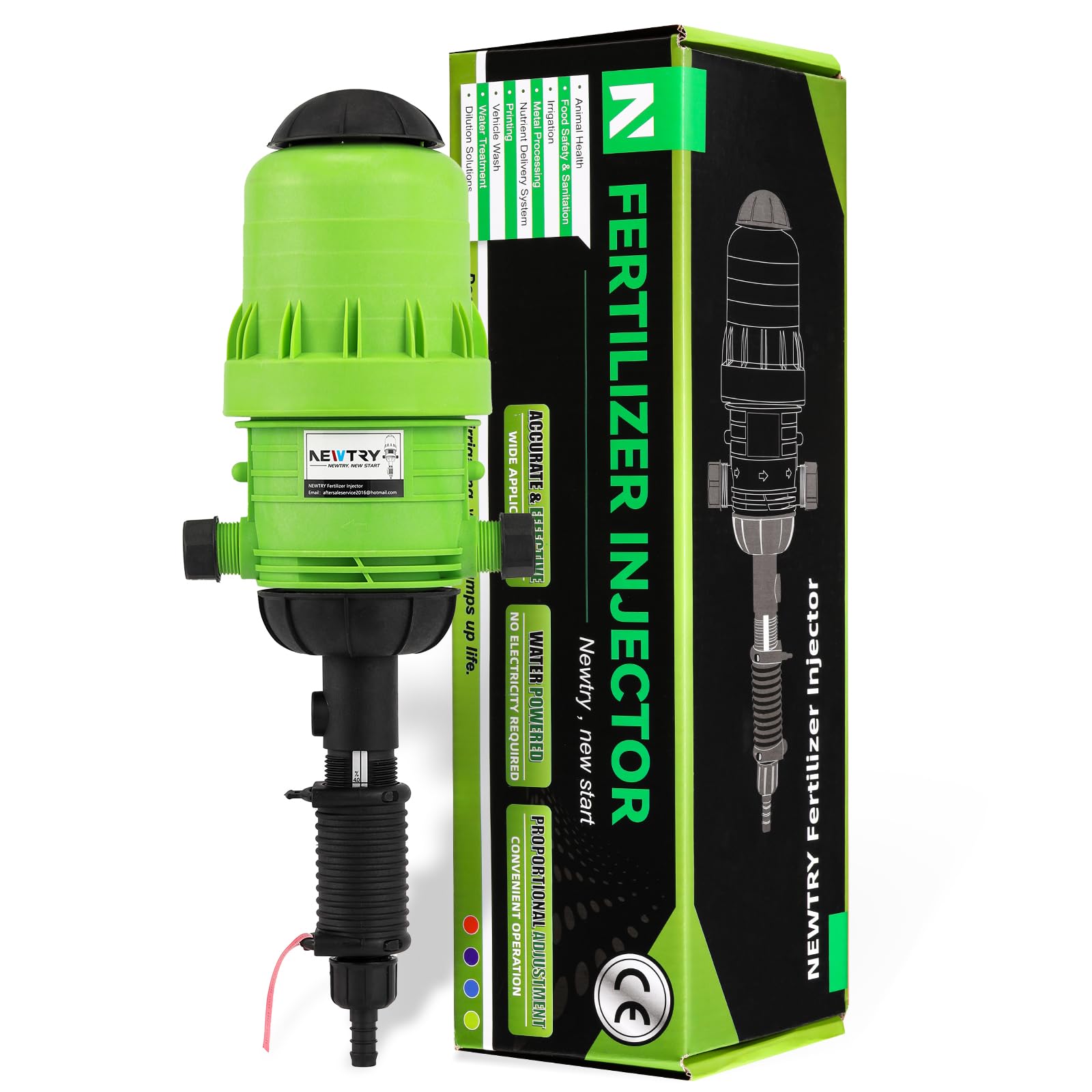 NEWTRY injector front view showing robust housing and compact design benefit