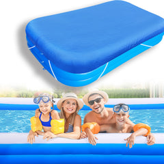 NEWUPZSI front view of rectangular pool cover showing full fit and protection