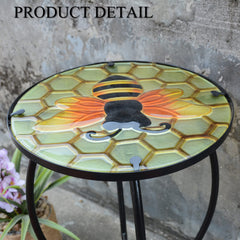 NewVees bee table leg and crossbeam detail showing sturdy matte-black metal, stable support