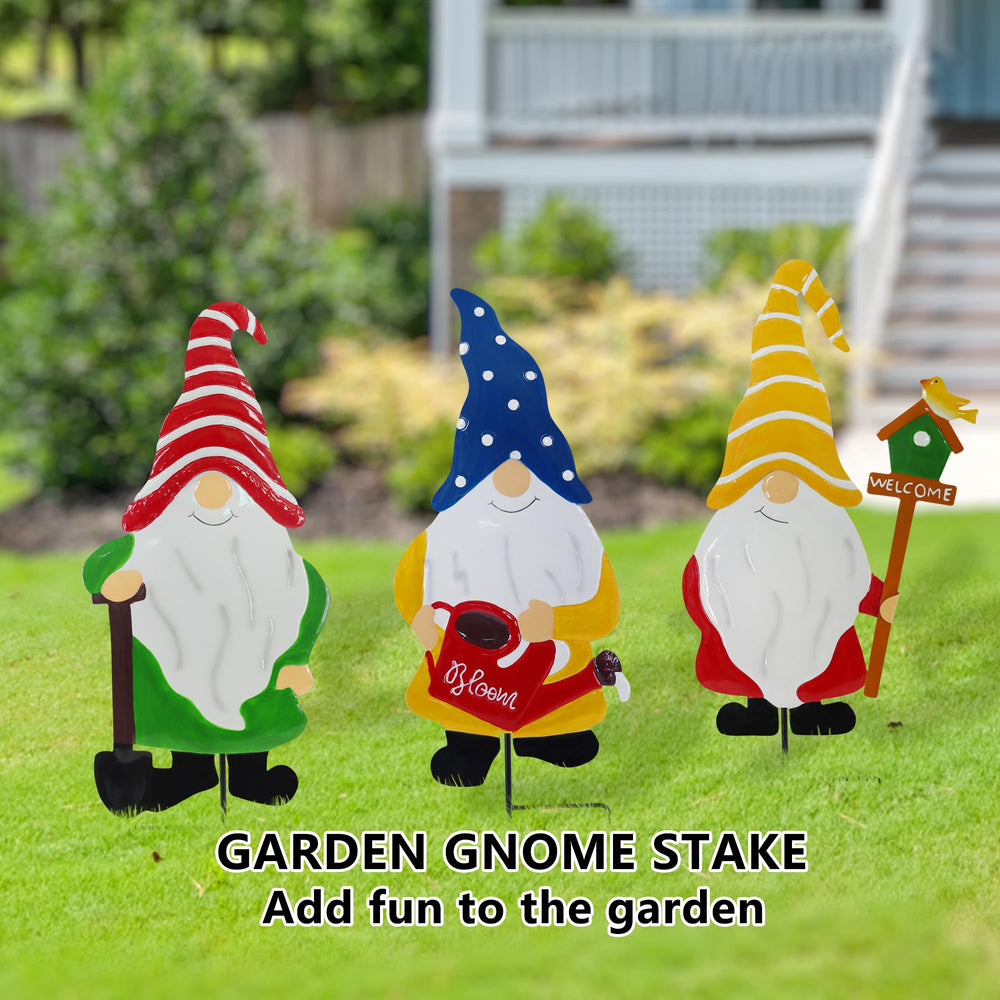 NewVees gnomes staged on porch with plants showing inviting outdoor styling benefit