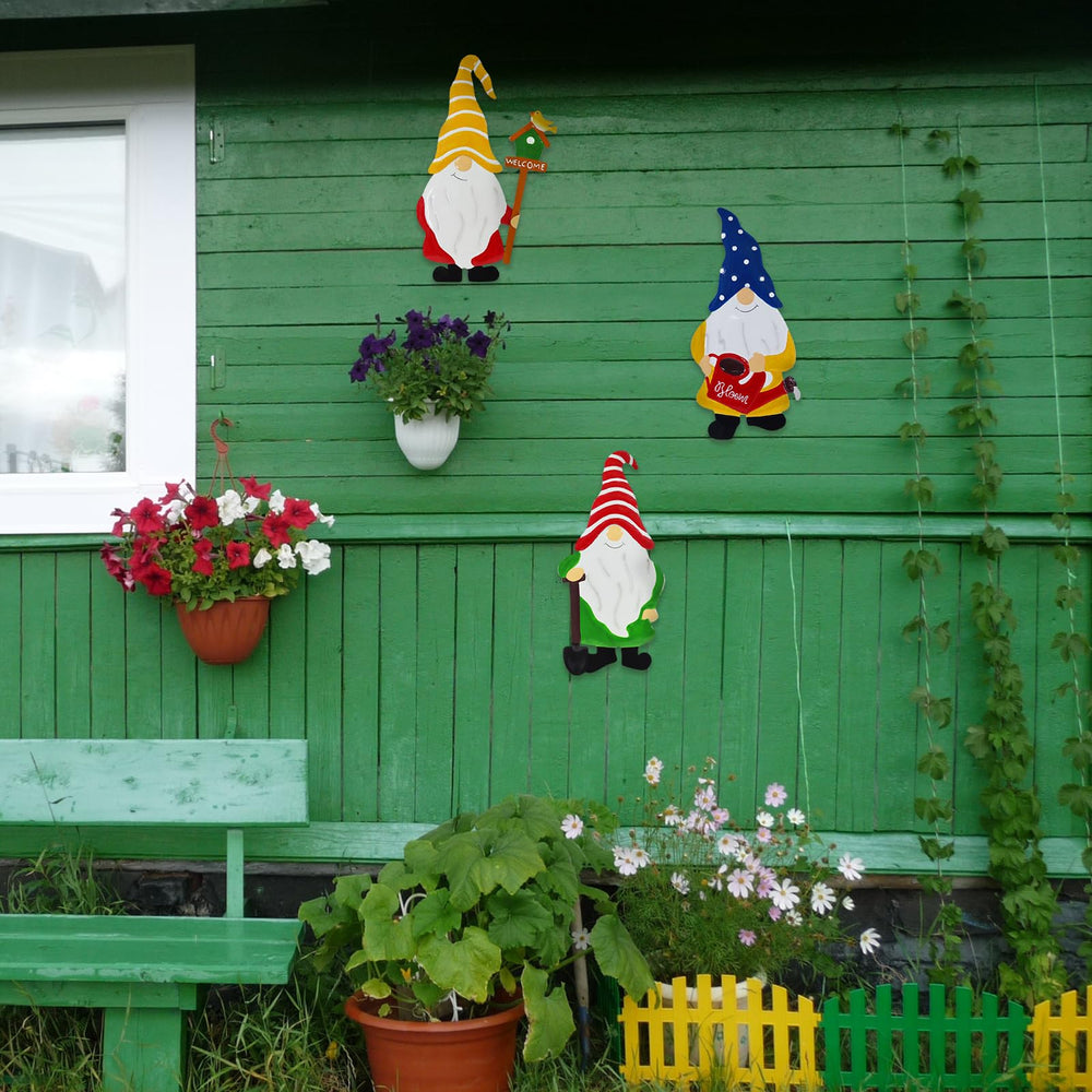NewVees gnome next to ruler showing 21-inch scale for sizing and placement clarity