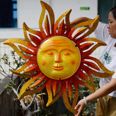 NewVees front view of large 32-inch sun wall art showing vibrant colors and bold silhouette