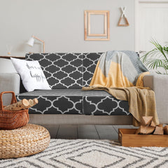 Newwiee close-up of fabric texture showing Moroccan print and durable water-resistant weave