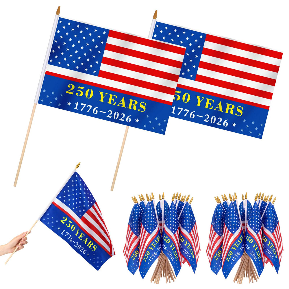 Newwiee front view of 12x18 inch flag showing clear stars and stripes for visibility