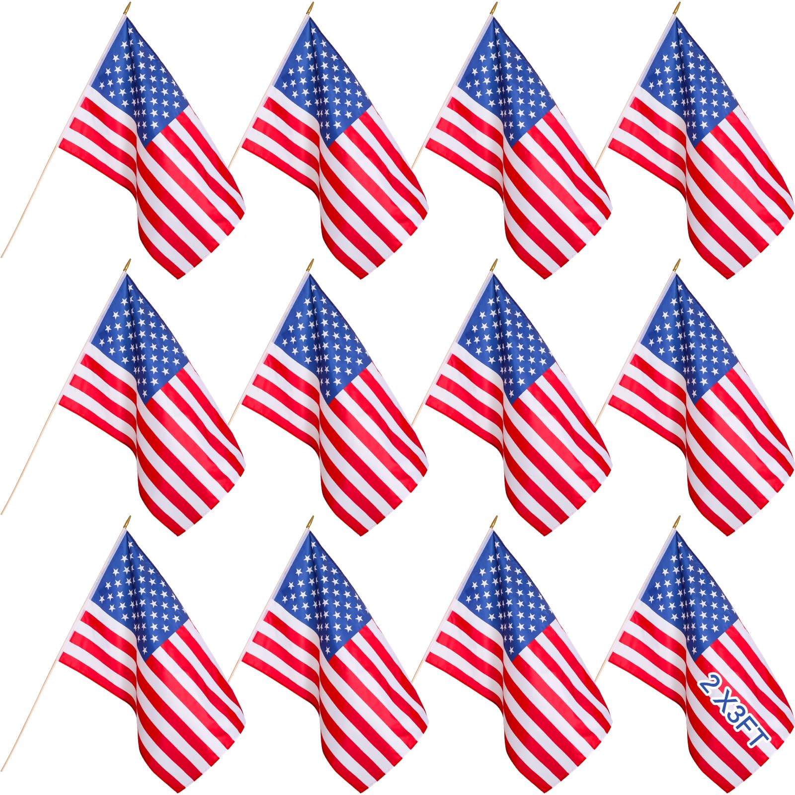 Newwiee front view of 2x3 ft flag showing full patriotic design and clear colors