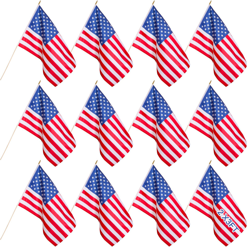 Newwiee front view of 2x3 ft flag showing full patriotic design and clear colors
