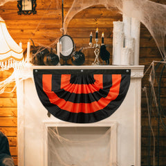 Newwiee Halloween flag hung on porch railing creates instant festive curb appeal