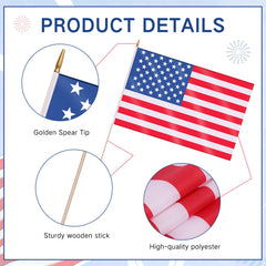 Newwiee wooden pole detail highlighting sturdy 48-inch pole and secure flag mount