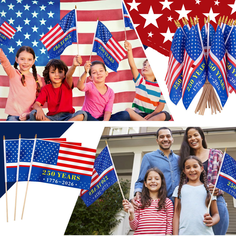 Newwiee flags lined along driveway creating instant patriotic curb appeal