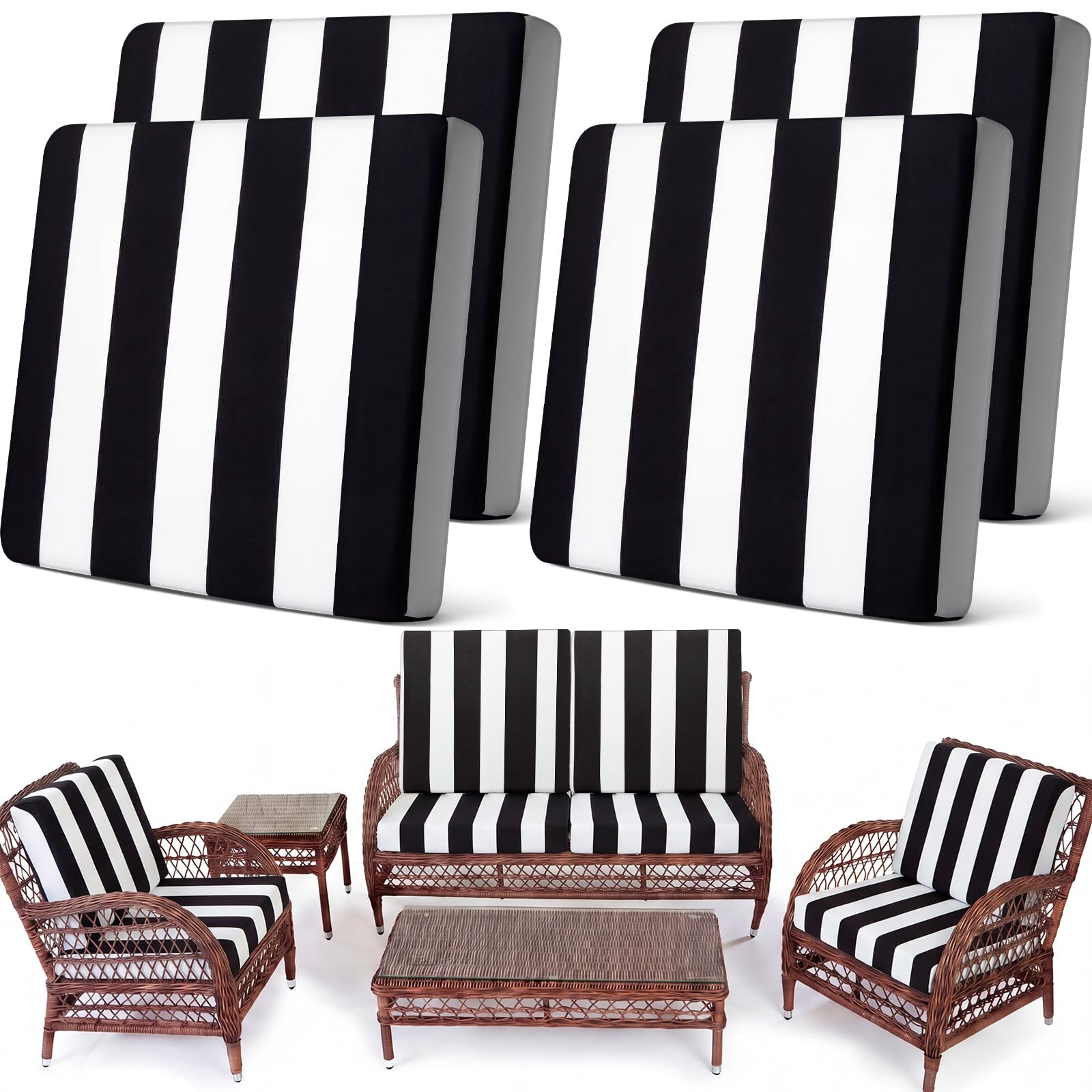 Newwiee front view of four black white covers showing coordinated set and quick update