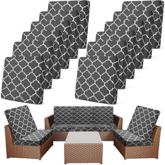 Newwiee front view of 12-pack covers showing dark gray Moroccan style and full-set benefit