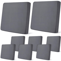 Newwiee front view of eight dark gray cushion covers, neat patio refresh