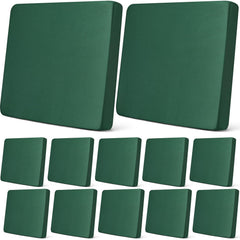Newwiee front view of 12 dark green cushion covers showing organized set and protection