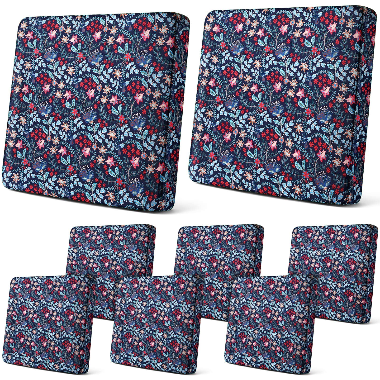 Newwiee front view of floral retro cushion cover set showing vibrant colors and pattern protection