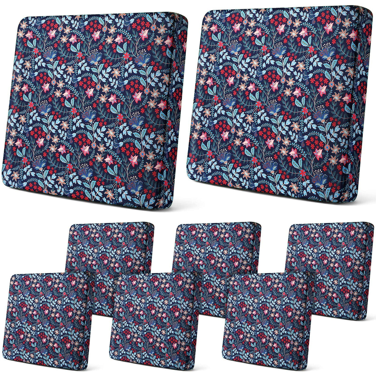 Newwiee front view of floral retro cushion cover set showing vibrant colors and pattern protection