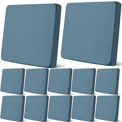 Newwiee front view of gray blue cushion cover set showing neat fit and color