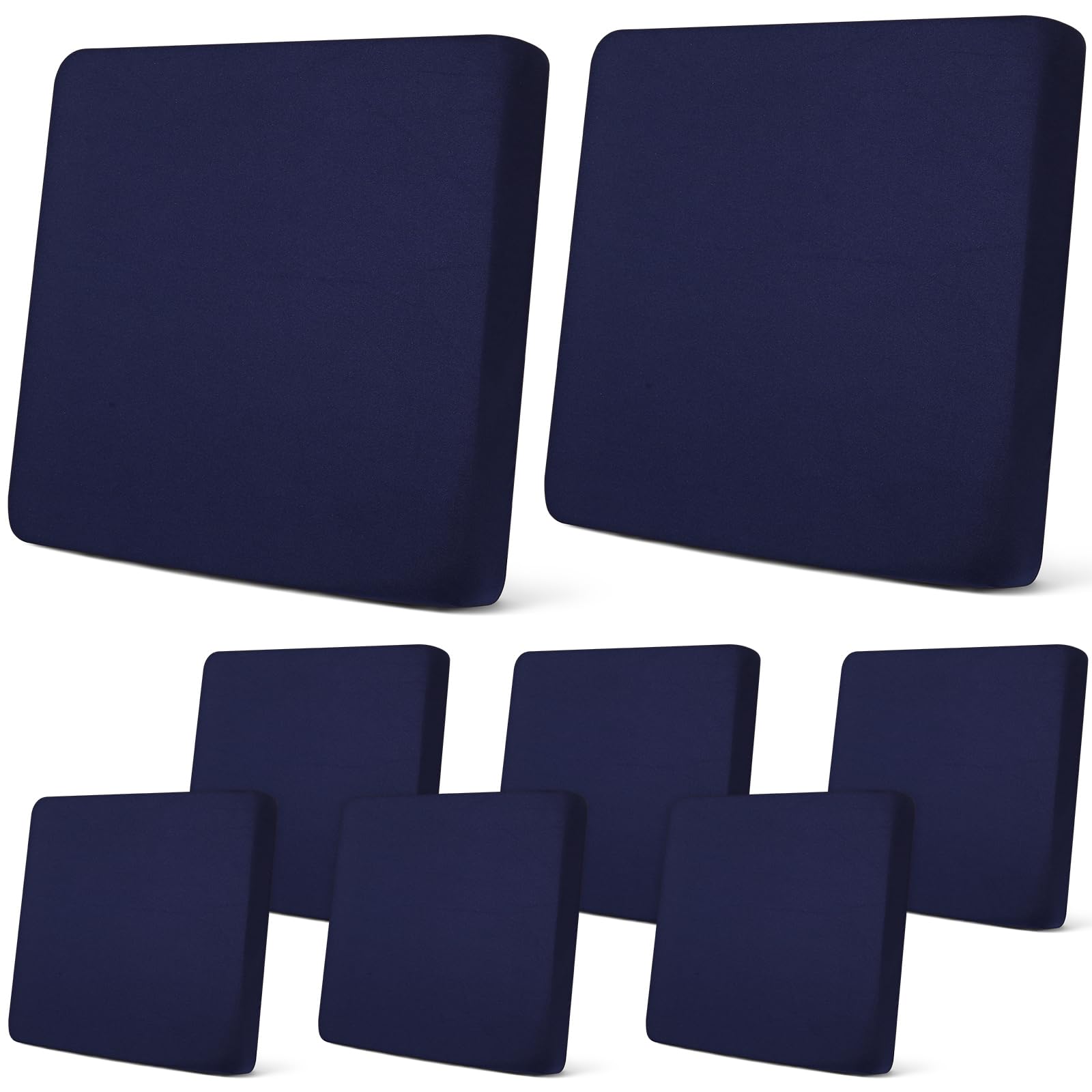 Newwiee navy front view showing clean modern cushion cover and neat fit