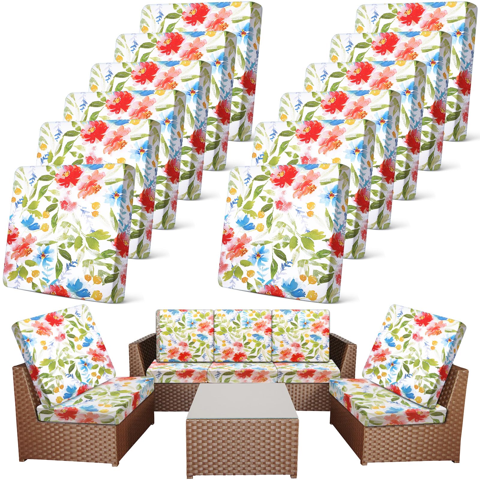 Newwiee cushion covers front view showing watercolor flowers and coordinated look