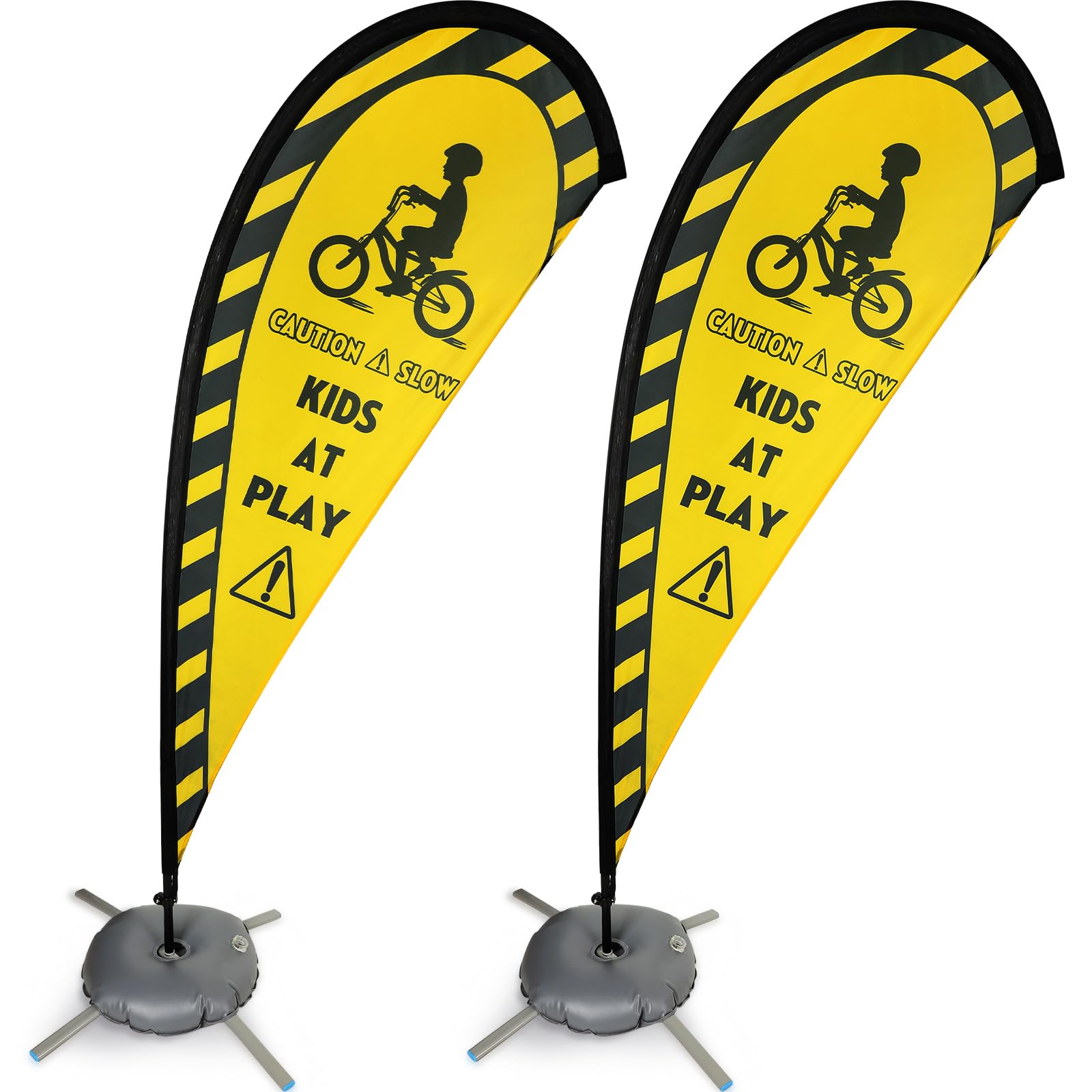 Newwiee front view assembled flag showing high visibility and clear safety message
