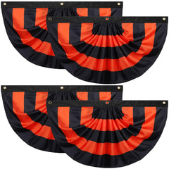 Newwiee front view of four black orange flags shows bold Halloween curb appeal