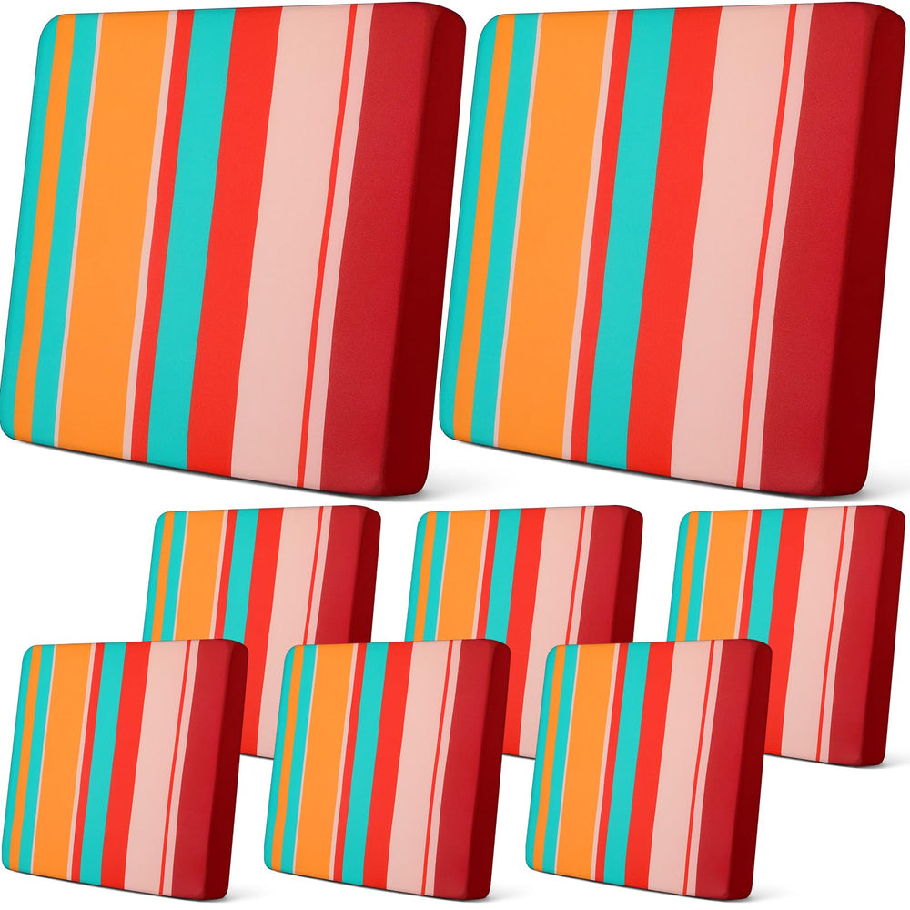 Newwiee front view of eight colorful cushion covers showing fresh look and protection