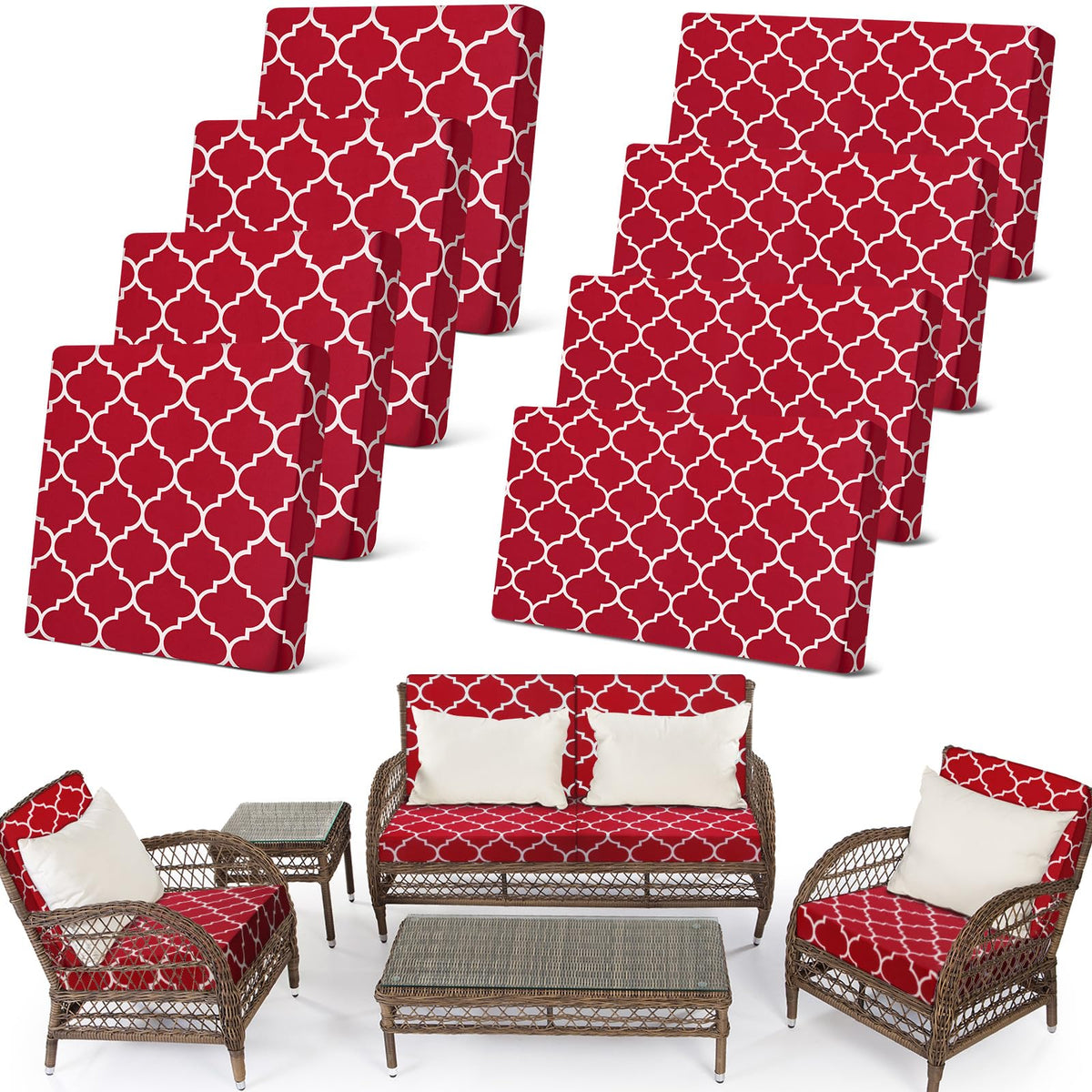 Newwiee front view patio sofa cover showing full coordinated protection