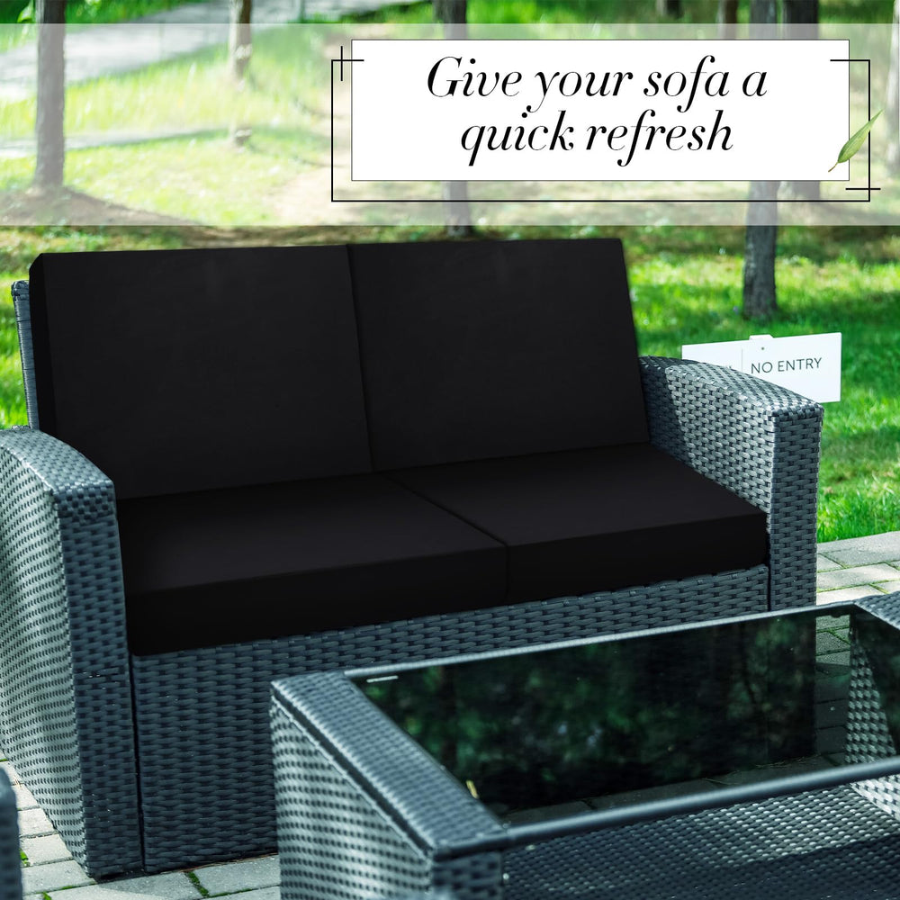 Newwiee covers on a covered patio illustrating coordinated style and easy maintenance