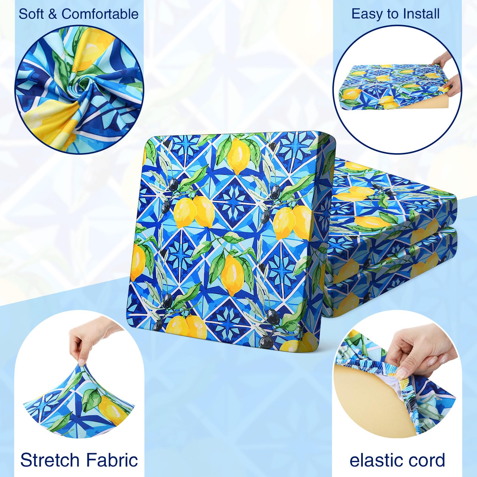 Newwiee yellow lemon cushions on patio lifestyle scene creating bright refreshed outdoor seating