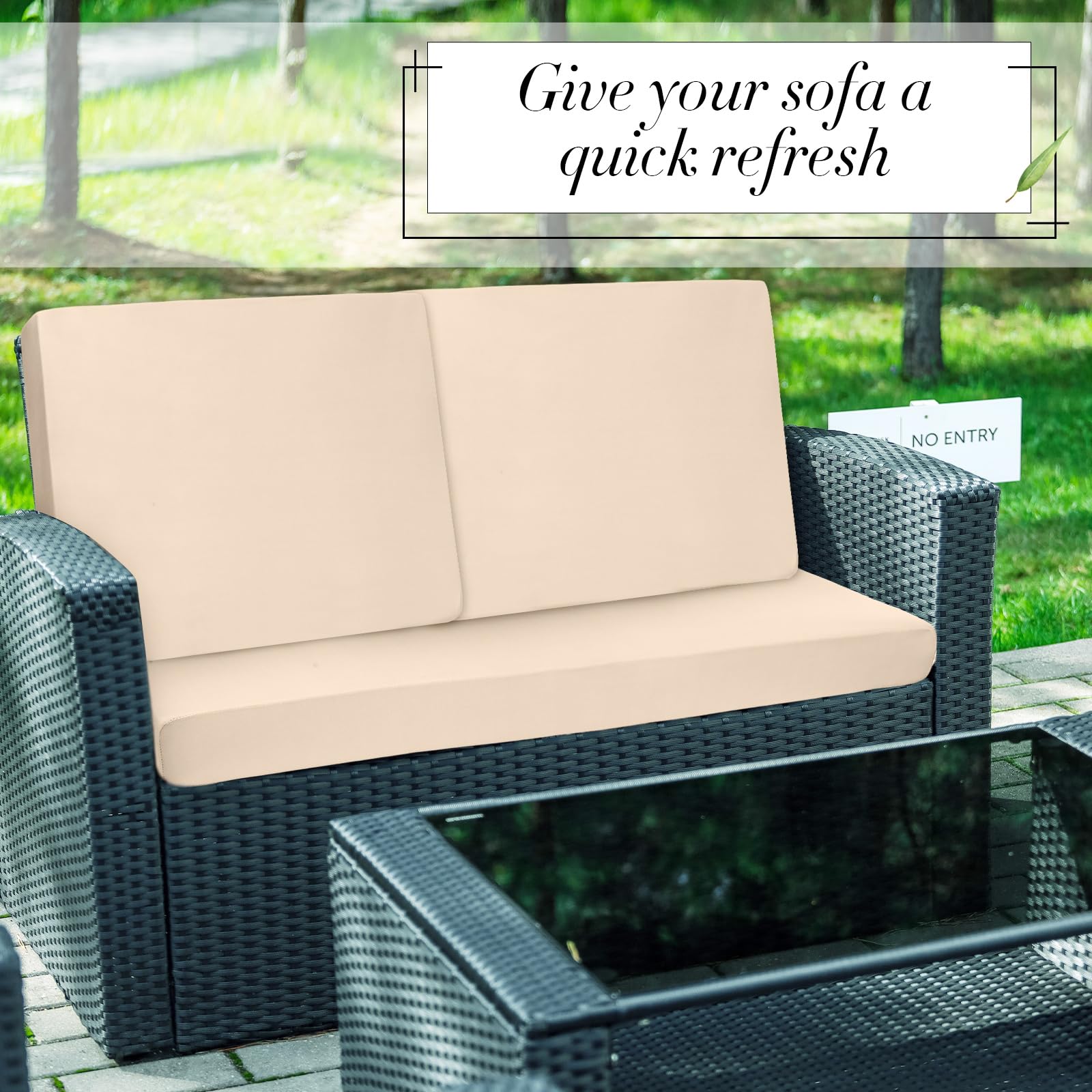 Newwiee beige covers on a porch setting adding cohesive style