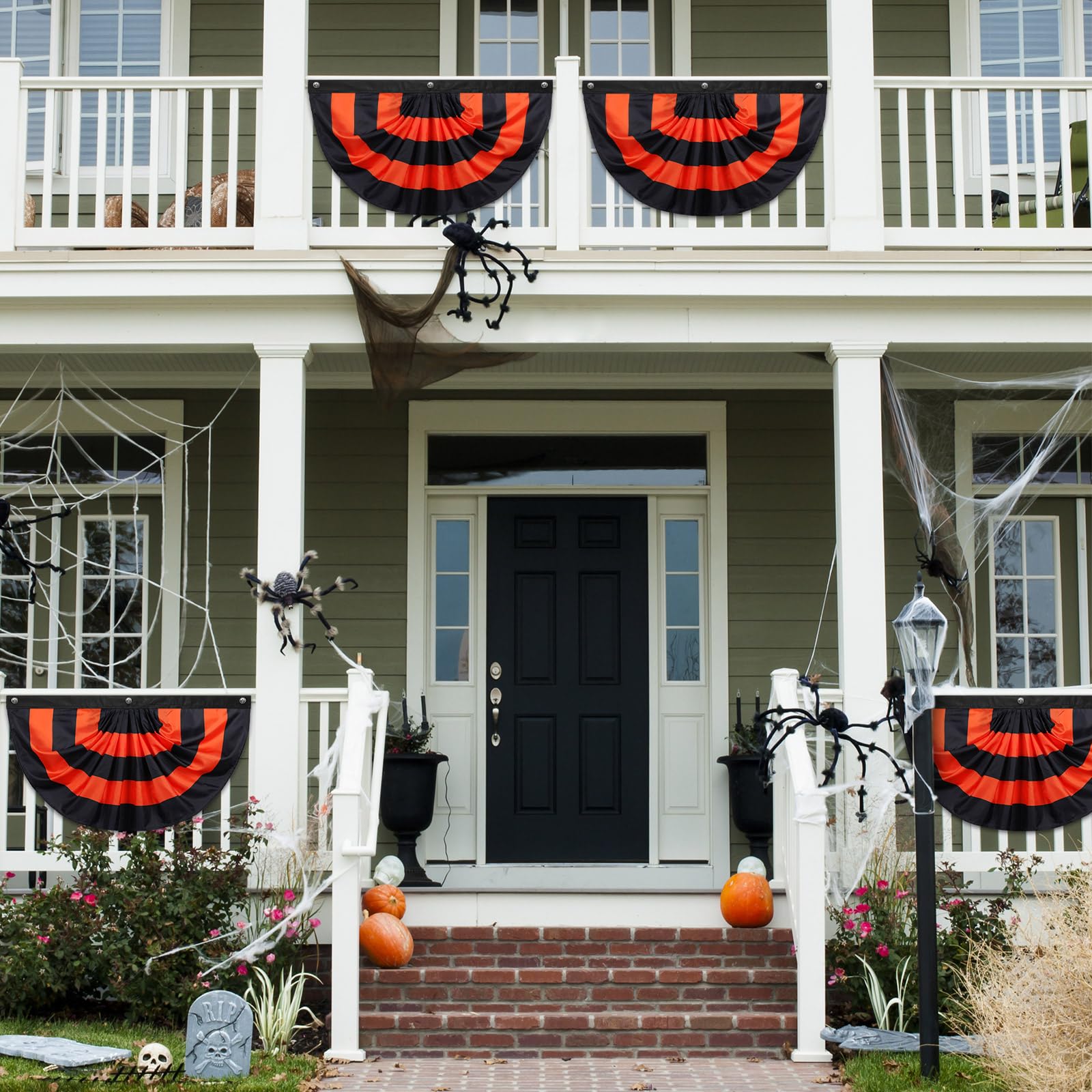 Newwiee mantel styled with flags for party ambiance and coordinated holiday decor
