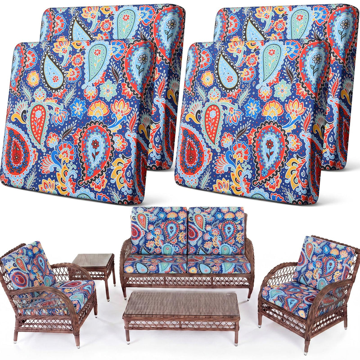 Newwiee paisley front view showing full cover and neat fit benefit